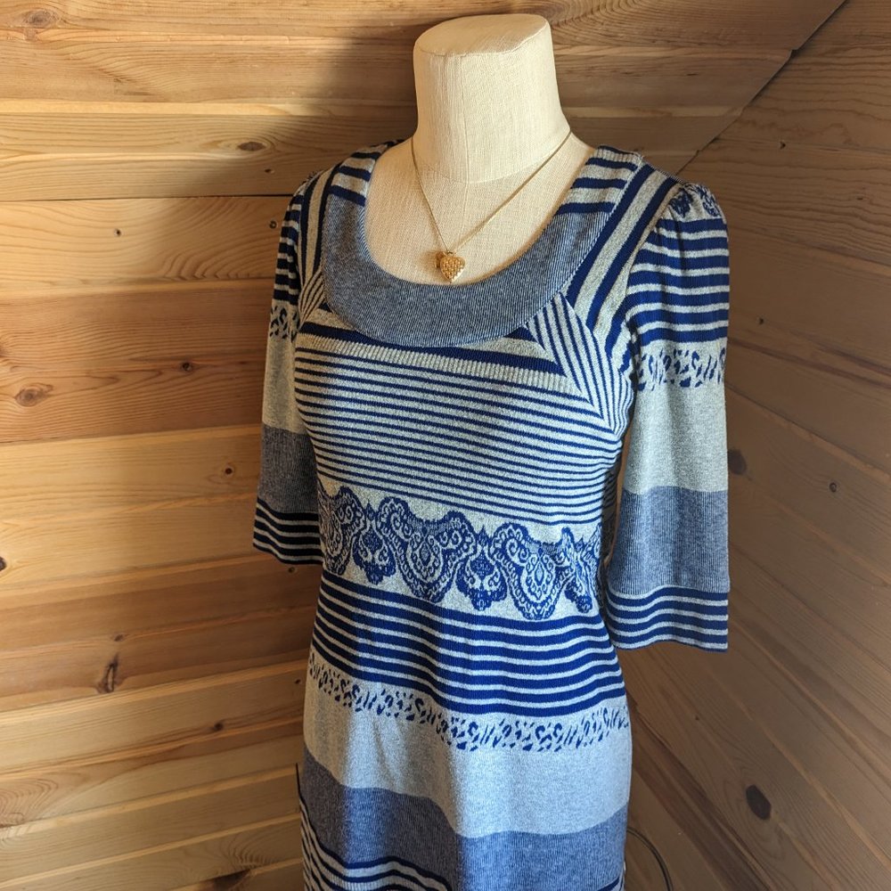 Anthropologie Eva Franco Blue Striped Sweater Dress